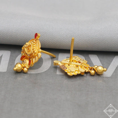 solid 22k gold dangle earrings real gold solid 22kt earrings, women gold earrings, K5206