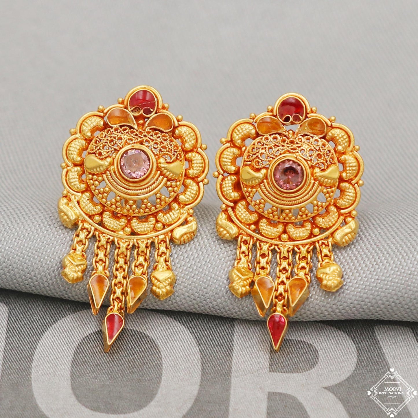hand crafted 22k gold earrings wedding designer earring jewelry for gift, K5156