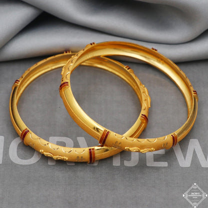Pure 22k Gold Bangles Indian Handmade round Bracelet kadas , Traditional Rajasthan India , Bangle Bracelet pair Wedding Jewelry, K5165