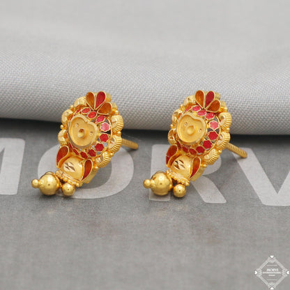 22k solid gold dangle stud earrings jewelry, K5216