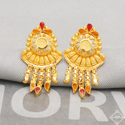 22k solid gold dangle stud earrings jewelry, K5218