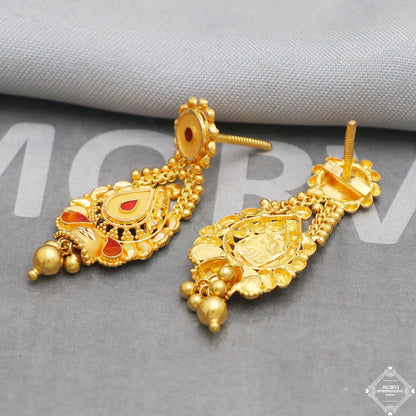 22k solid gold dangle stud earrings jewelry, K5219