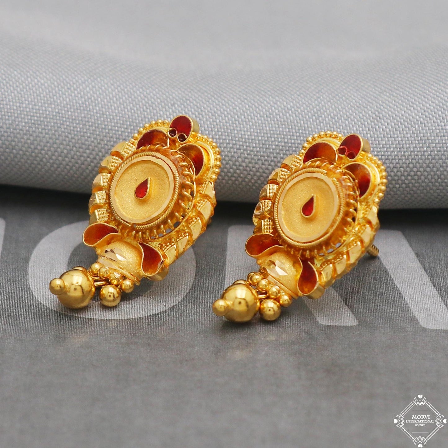 22kt solid gold dangle stud earrings jewelry, K5220