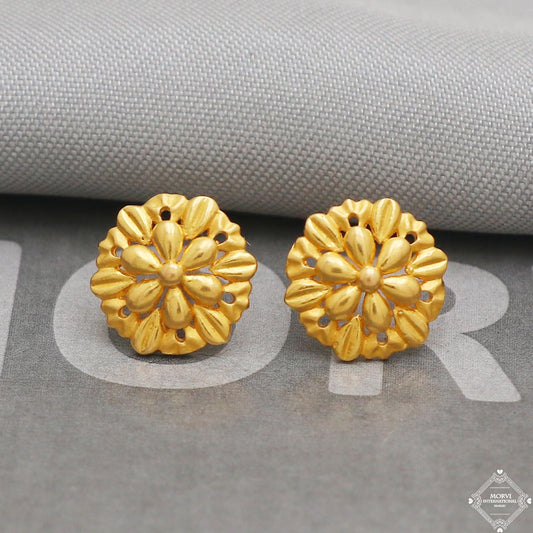 22k 22kt 22 karat solid gold tops stud earrings jewelry, K5224