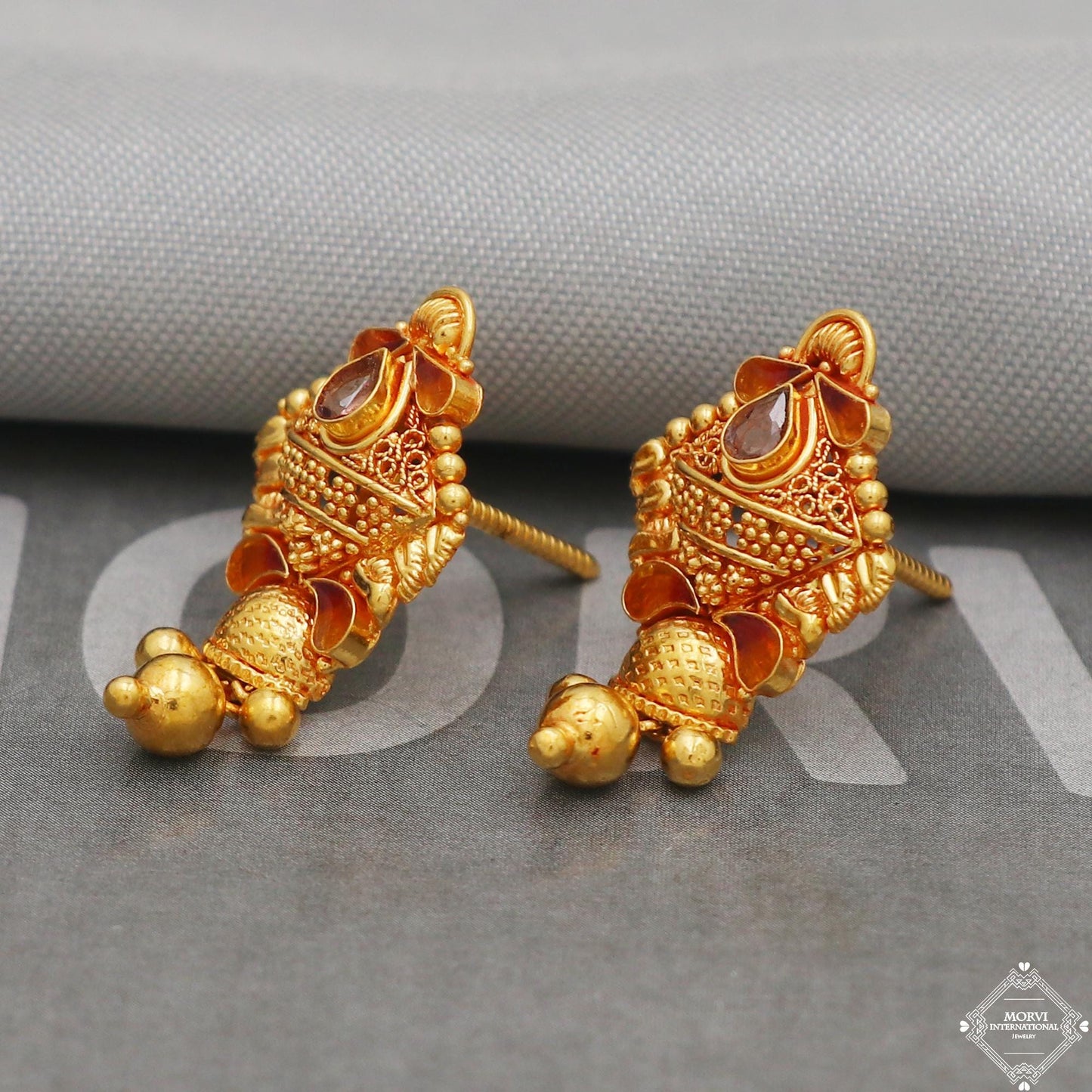 22k solid gold  stud earrings jewelry, K5228