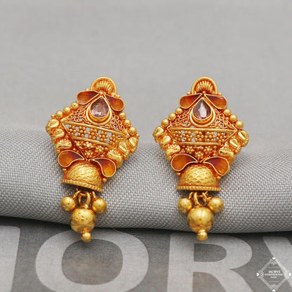 22k solid gold  stud earrings jewelry, K5228