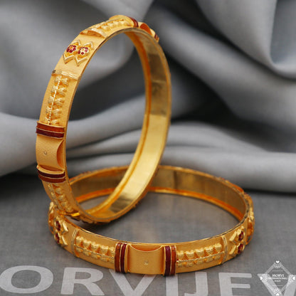 22k 22 karat Gold Bangles Bracelet Pair Wedding Jewelry, inner wax filled, K5171