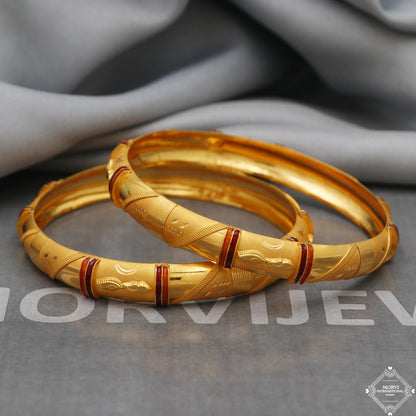 Handmade 22k 22 karat Gold indian vintage antique style Bangles Bracelet Pair Wedding Jewelry, K5172