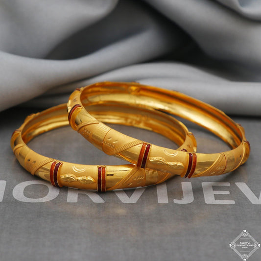 Handmade 22k 22 karat Gold indian vintage antique style Bangles Bracelet Pair Wedding Jewelry, K5172