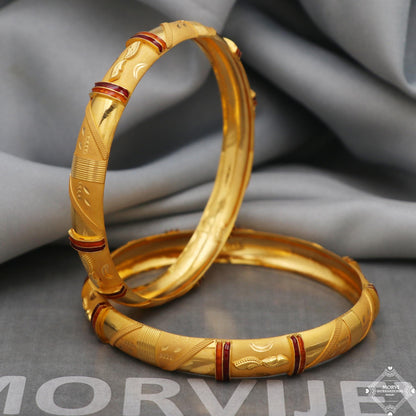 Handmade 22k 22 karat Gold indian vintage antique style Bangles Bracelet Pair Wedding Jewelry, K5172