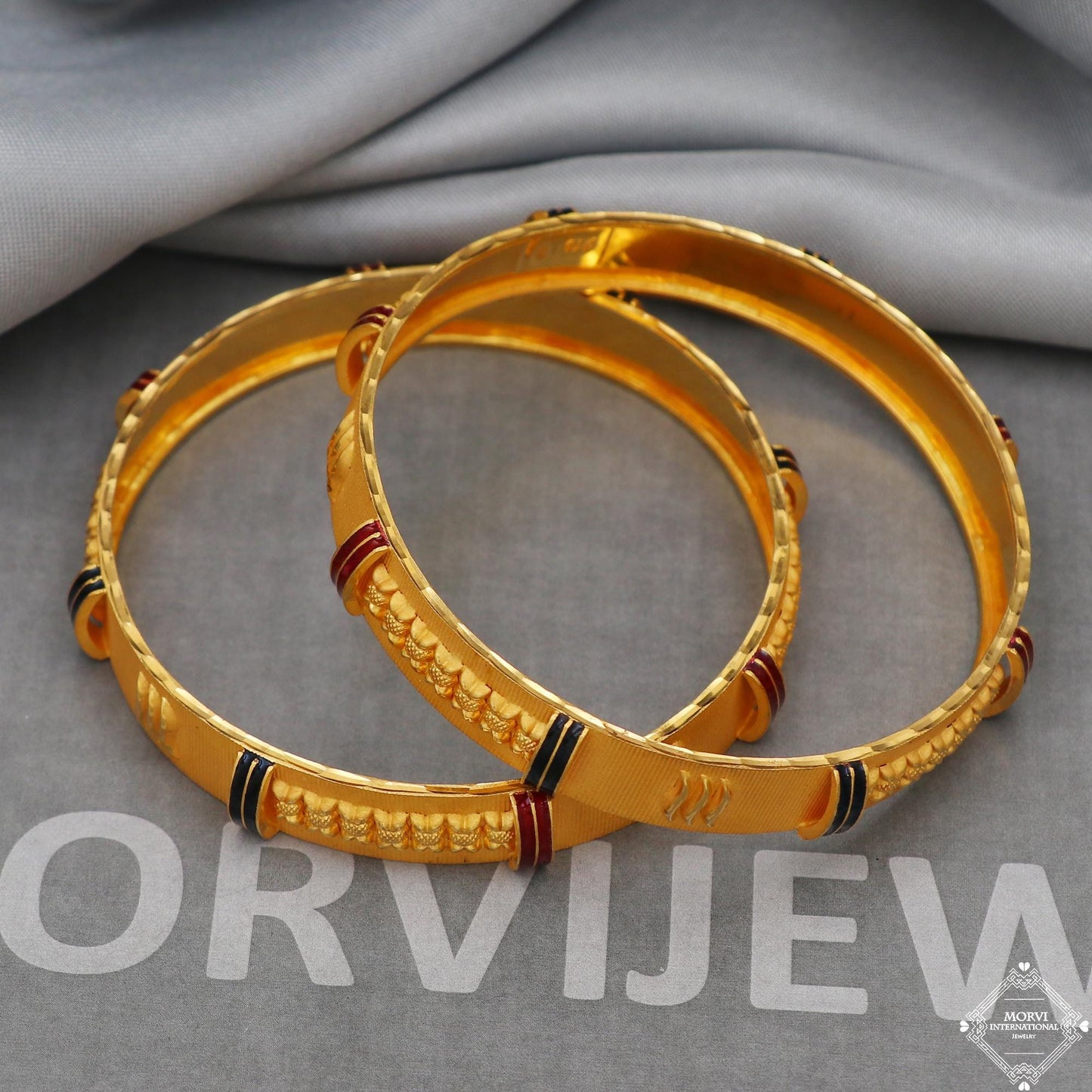 22k 22 karat Gold Bangles Bracelet Pair Wedding Jewelry, K5174