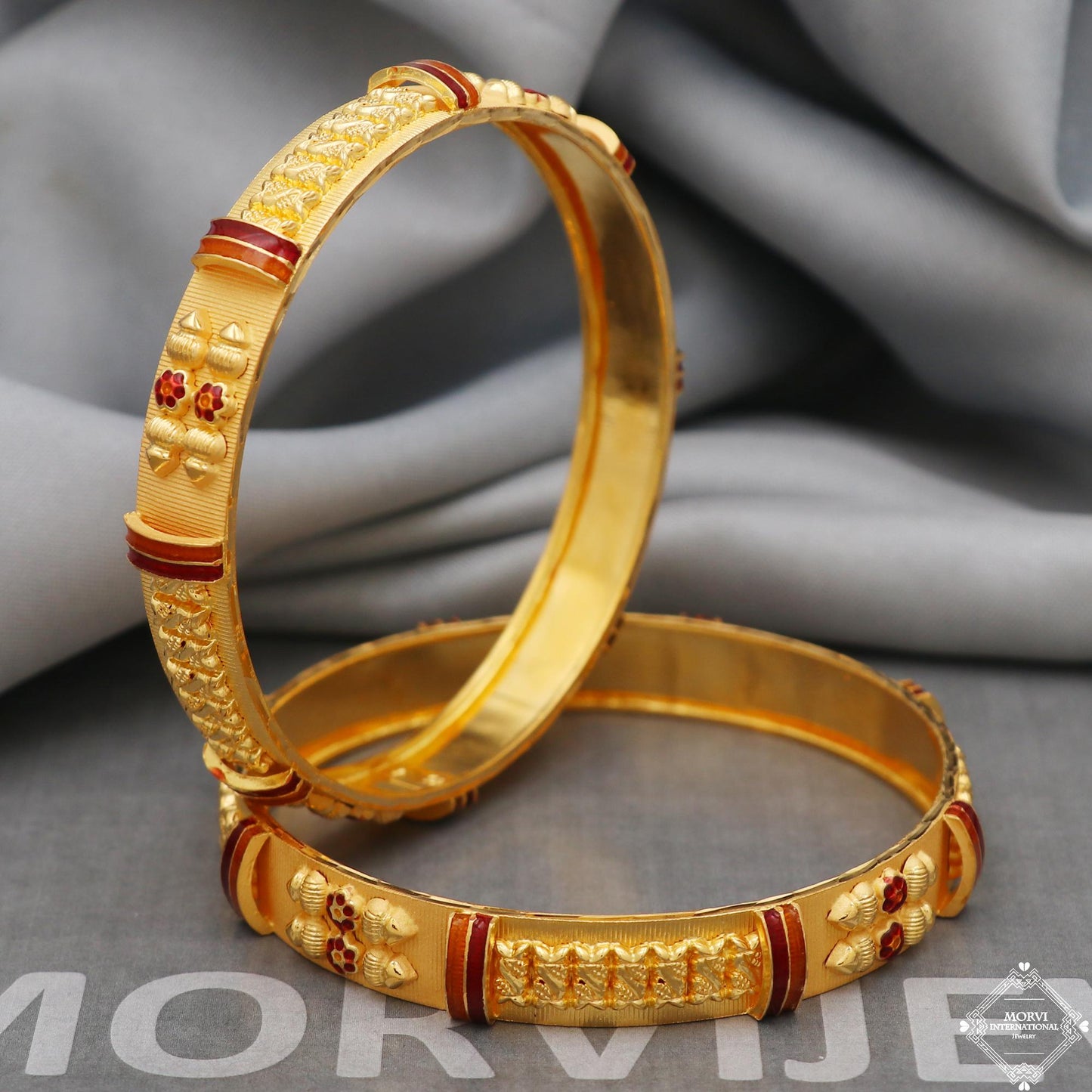 22k 22 karat Gold Bangles Bracelet Pair Wedding Jewelry, K5176