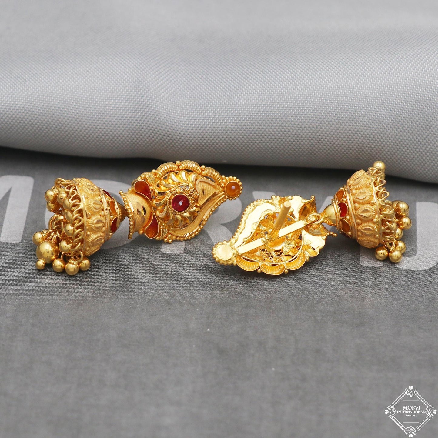 Fine 22kt 22k Gold Earrings , 22karat earrings, real gold earrings, K5253