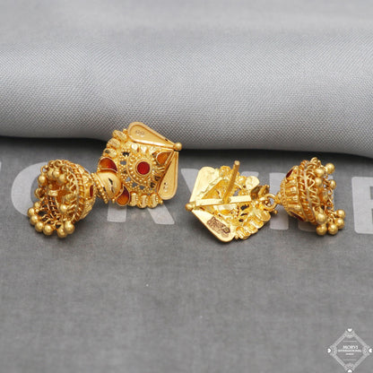 22k Yellow Gold Earrings Jhumki jewelry , handmade vintage Pure Traditional wedding indian style Dangle Jhumki Earrings Chandelier, K5260