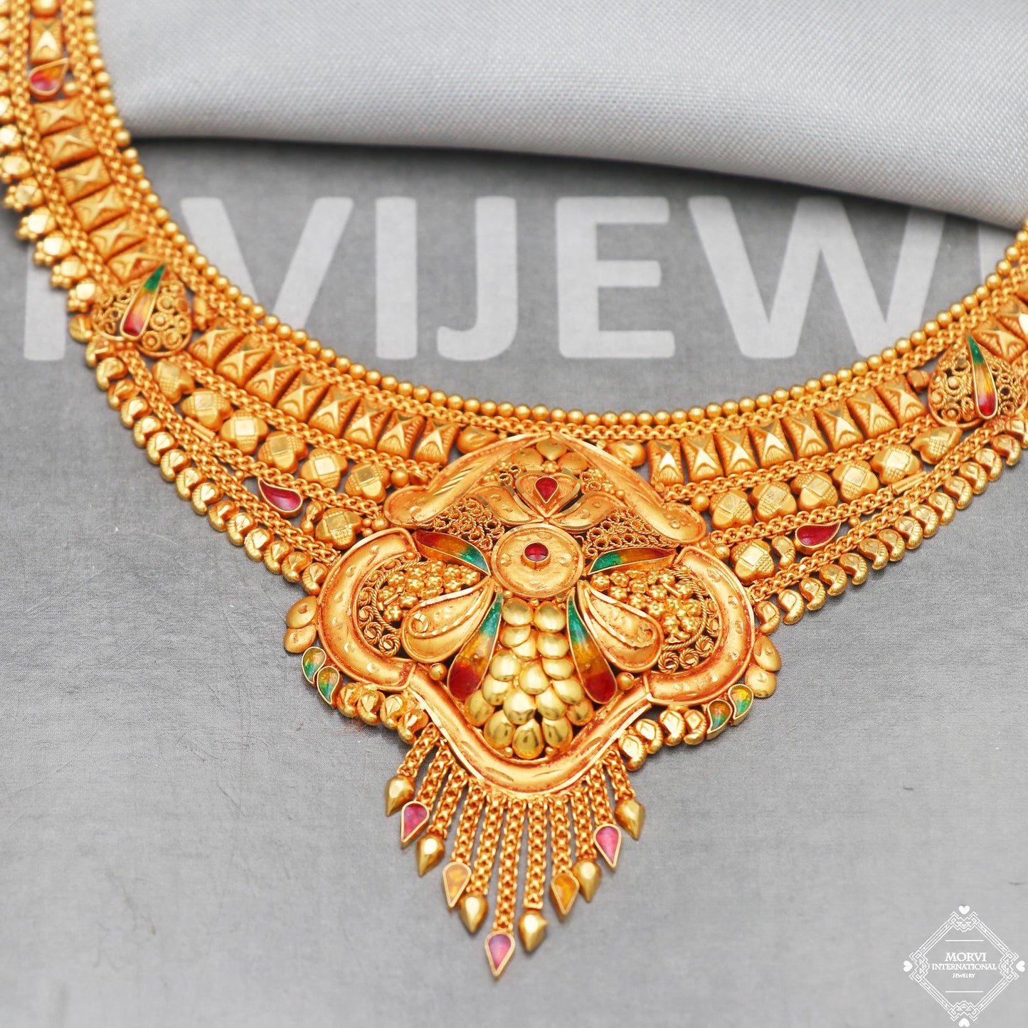 pure 22k 18k gold necklace earrings set, K5262