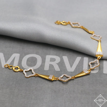 Real 22k Gold Women Girl Handmade Bracelet Link Chain 22kt 22 karat Indian Jewelry, K5267