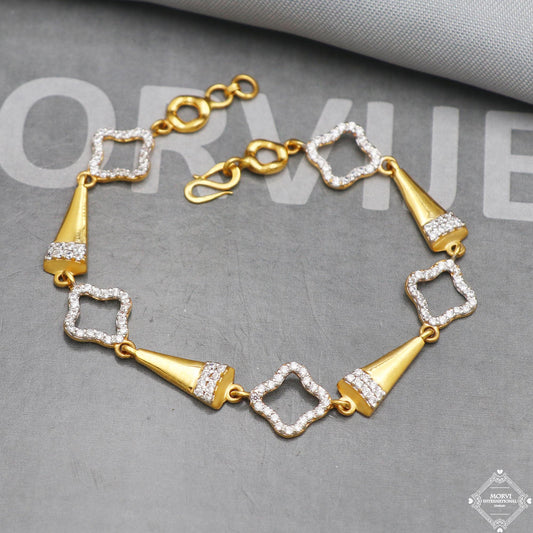Real 22k Gold Women Girl Handmade Bracelet Link Chain 22kt 22 karat Indian Jewelry, K5267