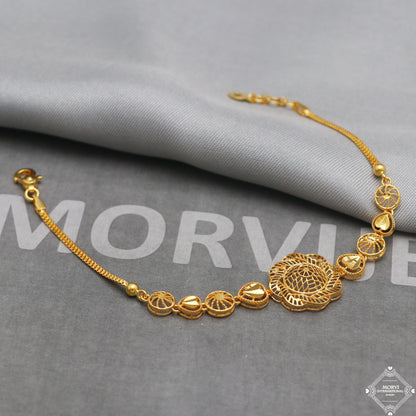22k Gold Women Bracelet Flower Filigree Wedding Jewelry, K5268