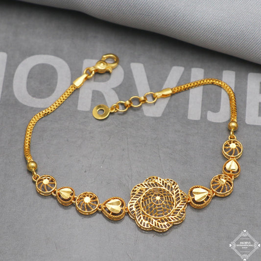 22k Gold Women Bracelet Flower Filigree Wedding Jewelry, K5268