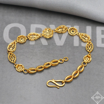 Real 22k Gold Women Girl Handmade Bracelet Link Chain 22kt 22 karat Indian Jewelry, K5270