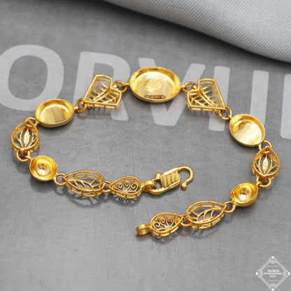 Real 22k Gold Women Girl Handmade Bracelet Link Chain 22kt 22 karat Indian Jewelry, K5272