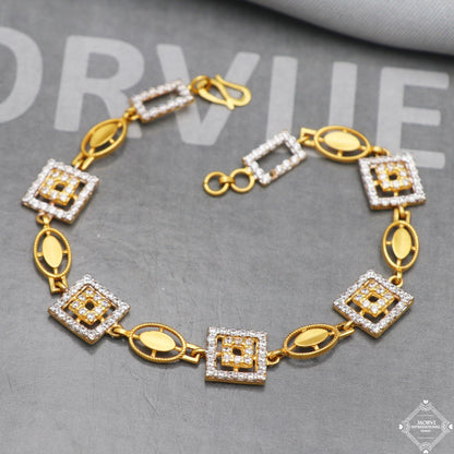 Real 22k Gold Women Girl Handmade Bracelet Link Chain 22kt 22 karat Indian Jewelry, K5273