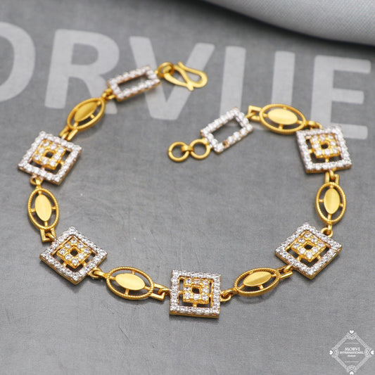 Real 22k Gold Women Girl Handmade Bracelet Link Chain 22kt 22 karat Indian Jewelry, K5273