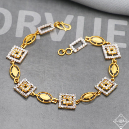 Real 22k Gold Women Girl Handmade Bracelet Link Chain 22kt 22 karat Indian Jewelry, K5273