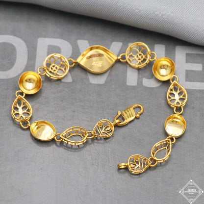 Real 22k Gold Women Girl Handmade Bracelet Link Chain 22kt 22 karat Indian Jewelry, K5274