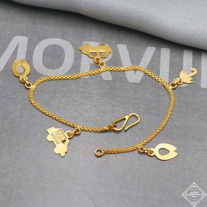 Real 22k Gold Women Girl Handmade Bracelet Link Chain 22kt 22 karat Indian Jewelry, K5275
