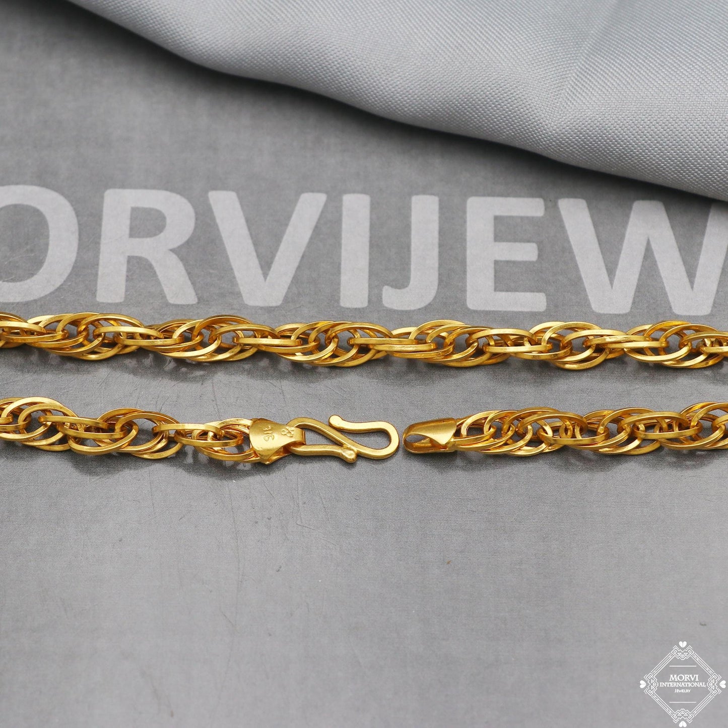 22k Yellow Gold Chain Necklace 6mm, 21.5 inches, Pure Handmade Gold Chain for men and women, Indian gold chain jewelry, gift, K5277