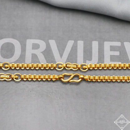 22k Gold Barrel Round link chain Necklace Handmade Jewelry for Gift,  K5279
