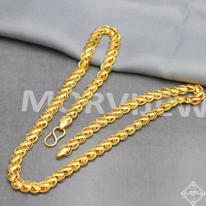 22k Yellow Gold Chain Necklace 8mm, 21 inch all size pure handmade gold chain for men and women, Indian gold chain, S design chain, K5282
