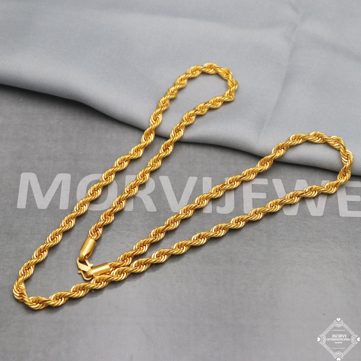 Yellow 22k Gold Rope Chain 5mm Twisted Necklace for Women and Men, Handmade Indian Necklace Chain, Daily Wear Chain, Party Wear Chain, K5283