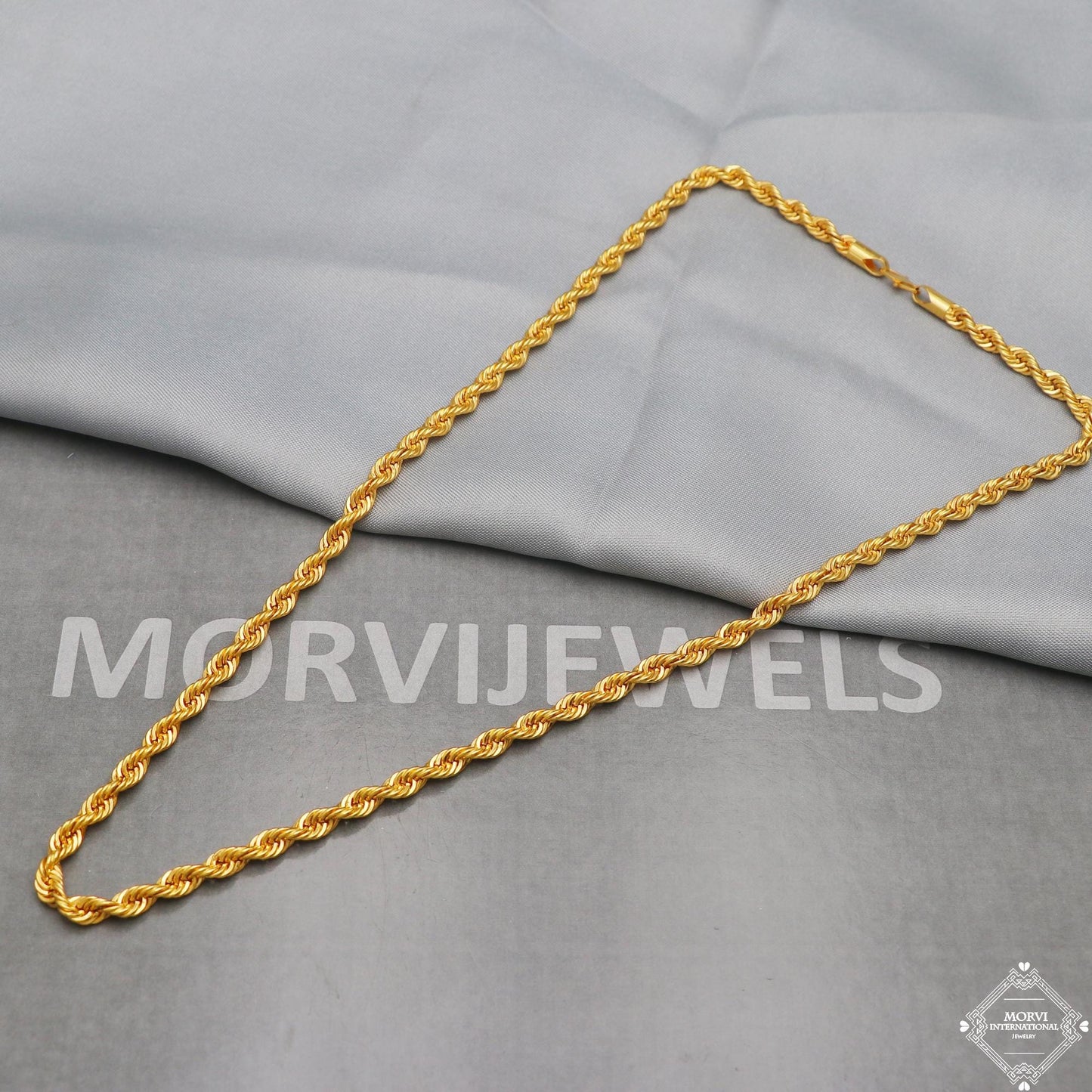Yellow 22k Gold Rope Chain 5mm Twisted Necklace for Women and Men, Handmade Indian Necklace Chain, Daily Wear Chain, Party Wear Chain, K5283
