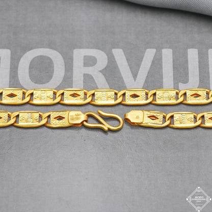 Fine Solid 22k Yellow Gold Chain Necklace Flat Handmade Jewelry,  K5284