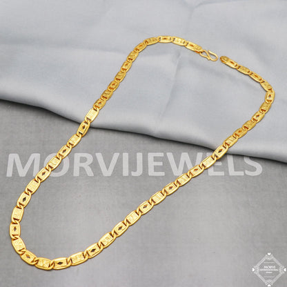 Fine Solid 22k Yellow Gold Chain Necklace Flat Handmade Jewelry,  K5284