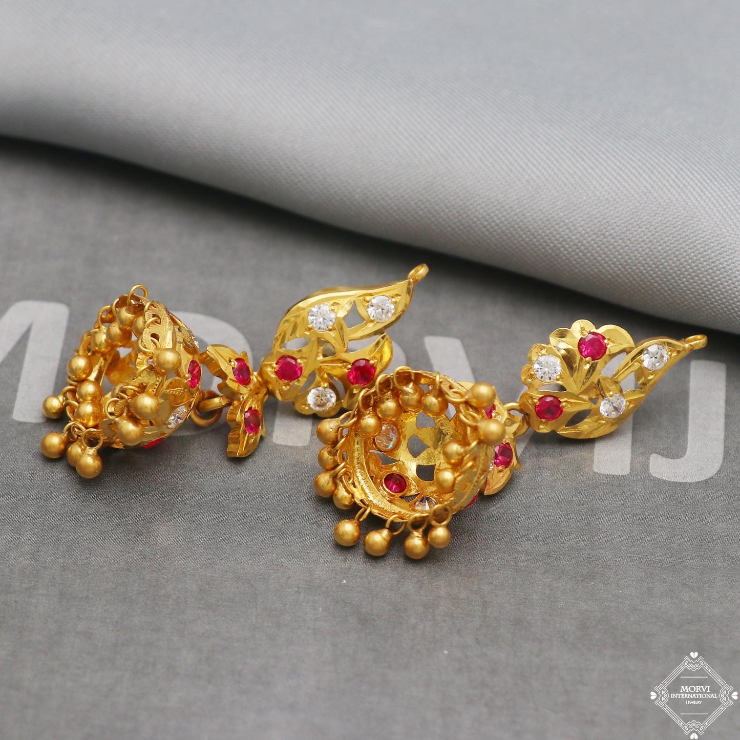 22k 18k Gold Earrings Jhumka jewelry, handmade vintage Pure Traditional wedding indian style WEDDING Dangle Jhumki Earrings , K5291