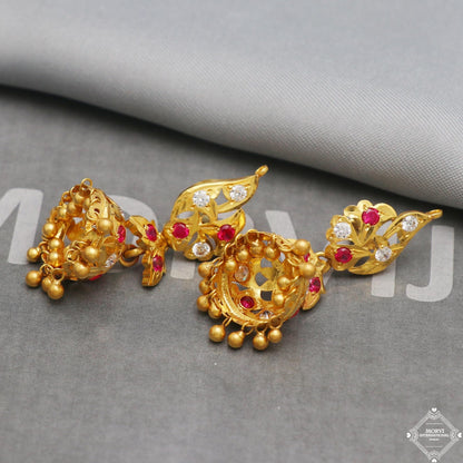 22k 18k Gold Earrings Jhumka jewelry, handmade vintage Pure Traditional wedding indian style WEDDING Dangle Jhumki Earrings , K5291