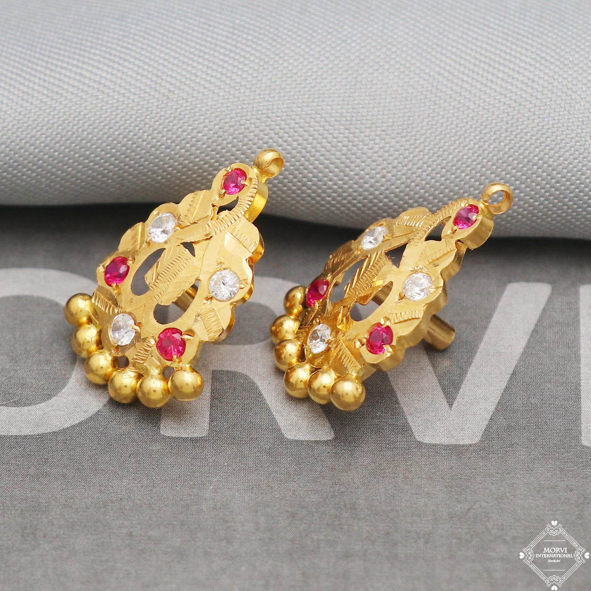 Indian Real Gold Earrings 22kt 22k Gold Jewelry, K5293