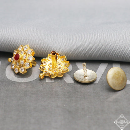 22k 22 karat Nag Gold Earrings, Handmade vintage traditional yellow gold earrings Indian jewelry, K5299