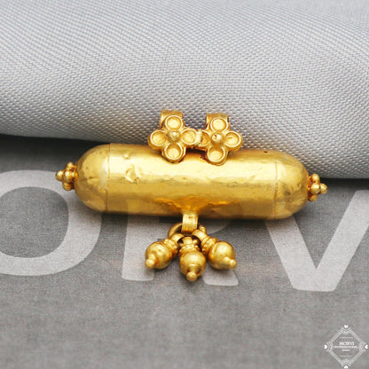 Vintage antique design handmade 22 karat yellow gold amulet pendant with fabulous hanging bells excellent women's girl's jewelry, K5302