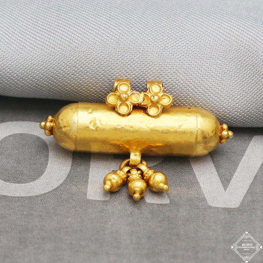 Vintage antique design handmade 22 karat yellow gold amulet pendant with fabulous hanging bells excellent women's girl's jewelry, K5302