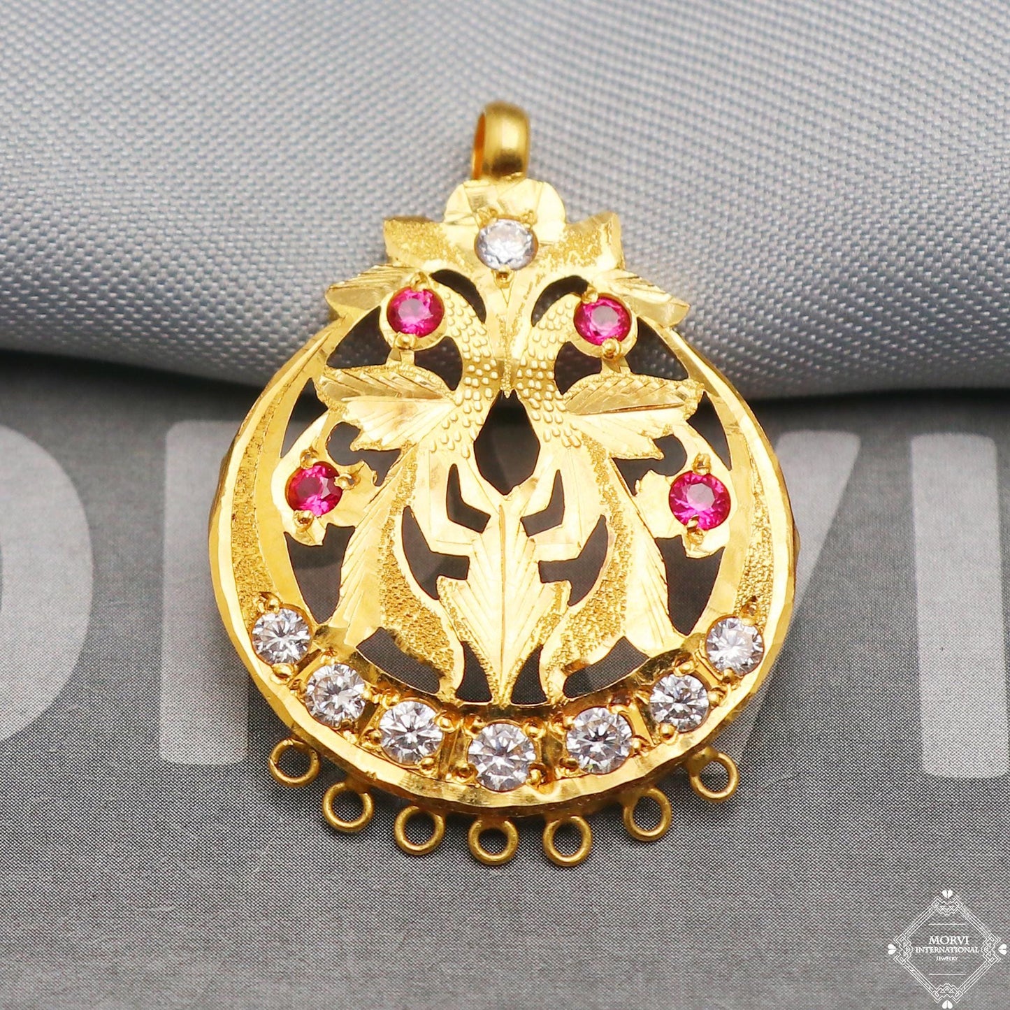 Indian style 22k yellow gold pendant necklace handcrafted jewelry for gift, K5305