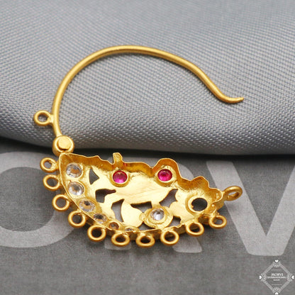 Bird 22k Yellow Gold Women Nose Ring Jewelry Indian Nath , K5307