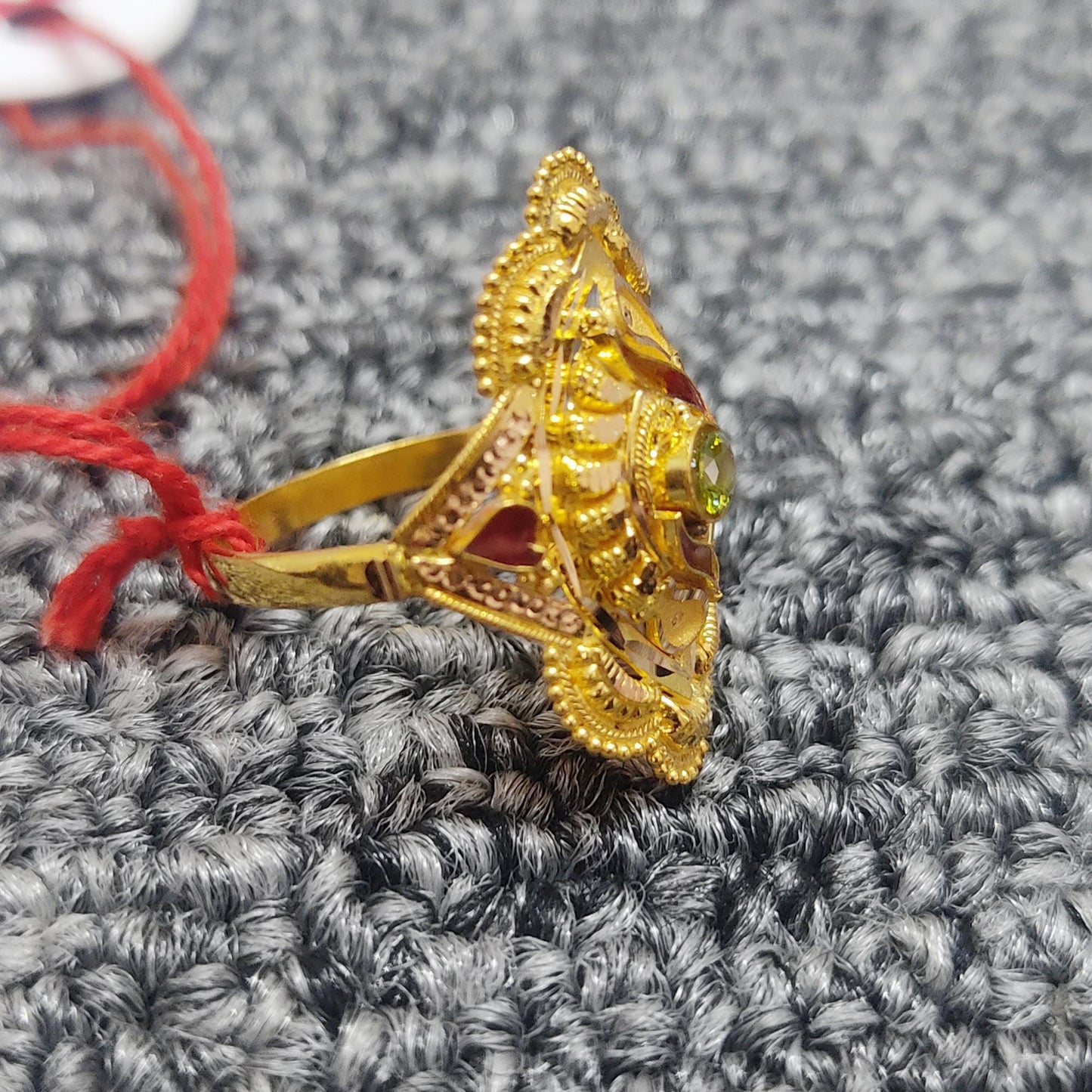 22K Gold Indian Statement Ring, Real Gold Traditional Bridal Ring All Size Jewelry for Gift