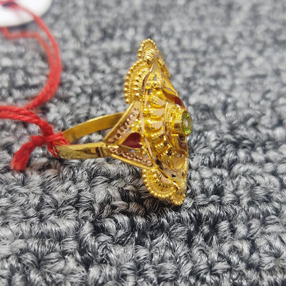 22K Gold Indian Statement Ring, Real Gold Traditional Bridal Ring All Size Jewelry for Gift