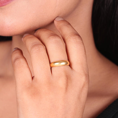 22k 22kt Band Ring Curved Band, Handmade Women Jewelry For Gift
