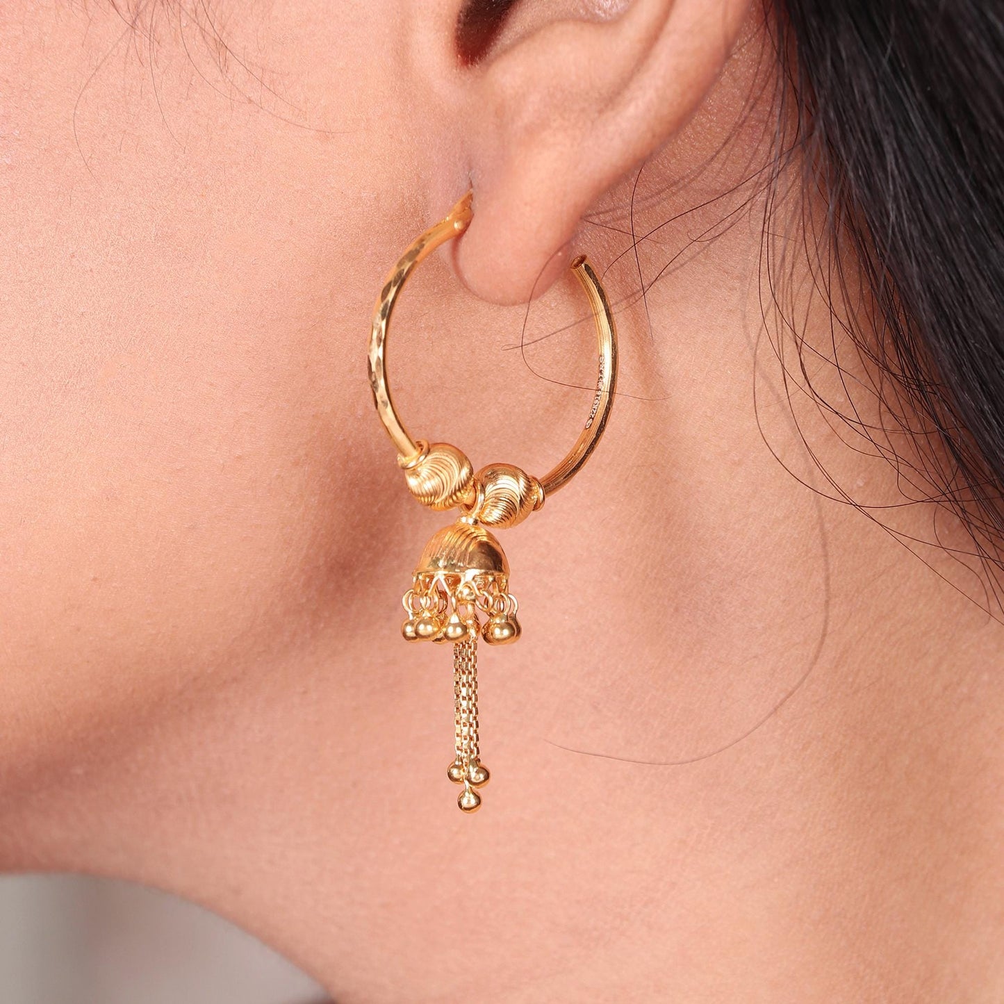 22k gold hoops dangling Jhumki Chandelier style Indian 22kt Earrings Jewelry for Women