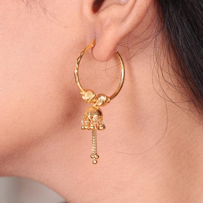 22k gold hoops dangling Jhumki Chandelier style Indian 22kt Earrings Jewelry for Women